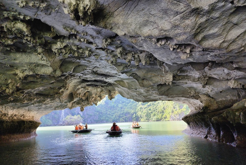 Kayaking through Luon Cave in Halong Bay
