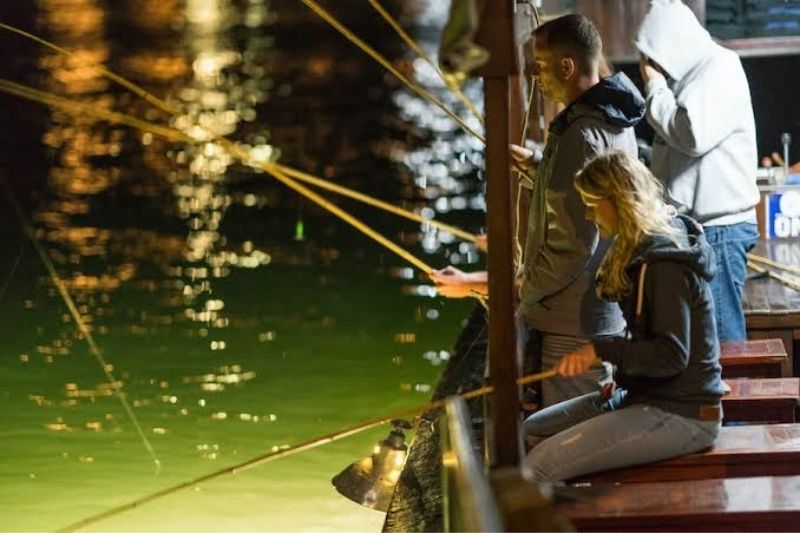 Night squid fishing on a Halong Bay overnight cruise