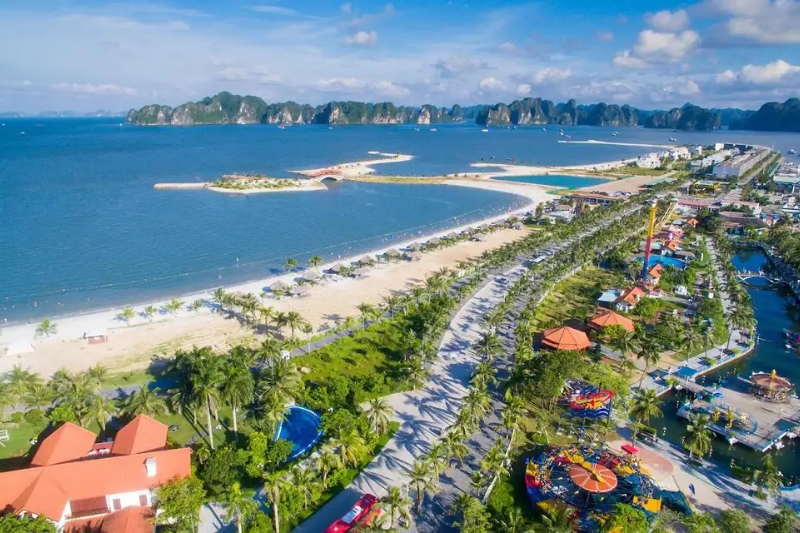 Tuan Chau Beach beside the boat harbor on Tuan Chau Island