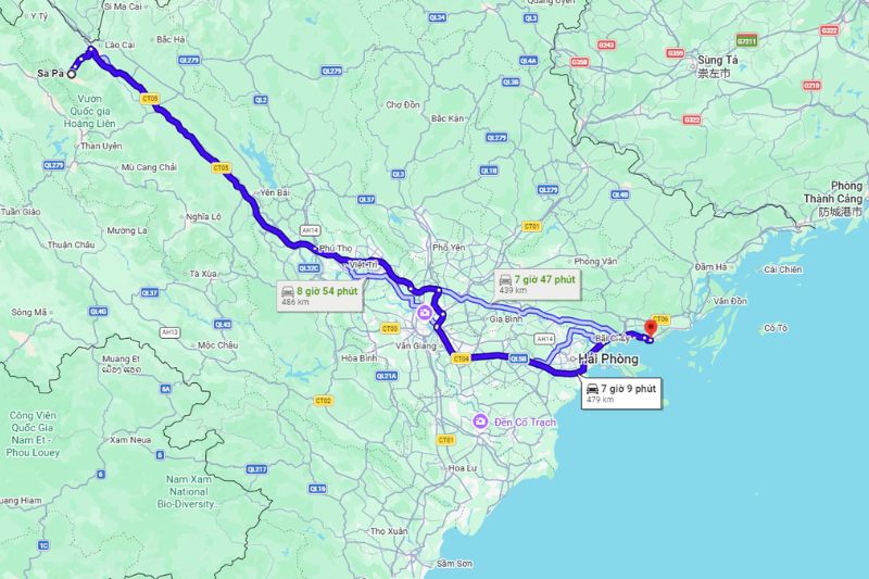 Sapa to Halong Bay distance