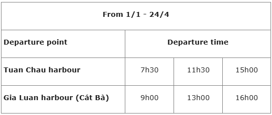 Departure time of Tuan Chau ferry on lower season